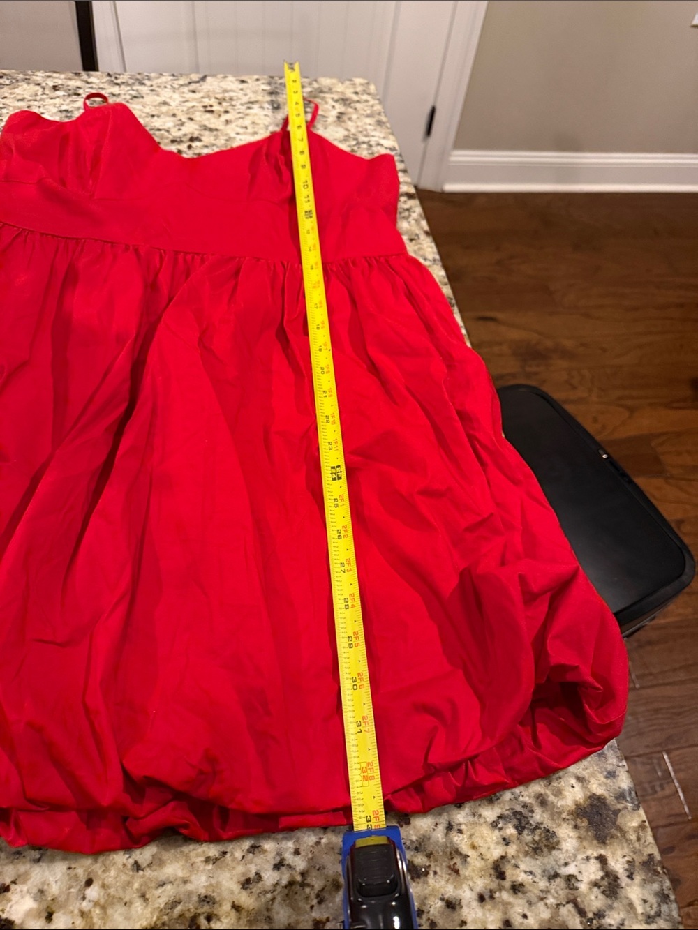 Red Spaghetti-Strap Bubble Mini Dress - Picture 10 of 11